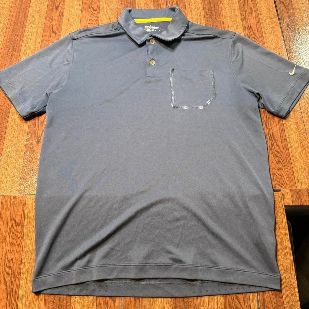 Nike Golf Blue Dri-Fit Retro Tech Sportswear Polo Button Pocket Shirt Medium